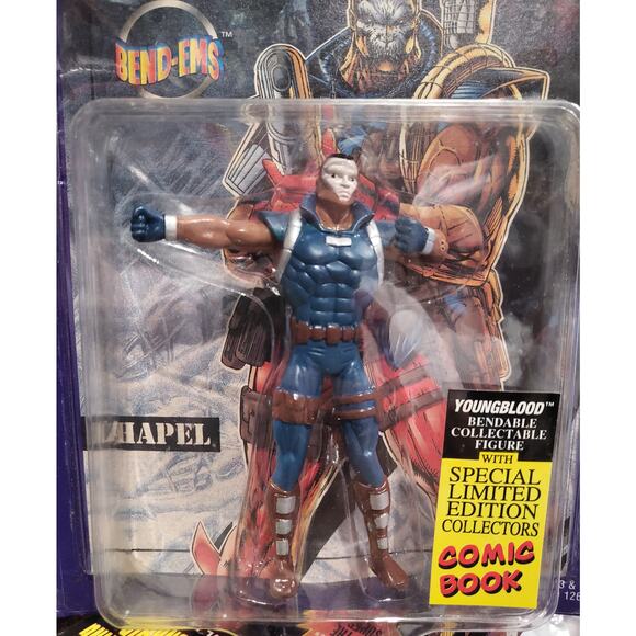 1995 Justoys Youngblood Image Rob Liefeld Sealed Chapel Bend-Ems Figure w/Comic - Picture 3 of 3